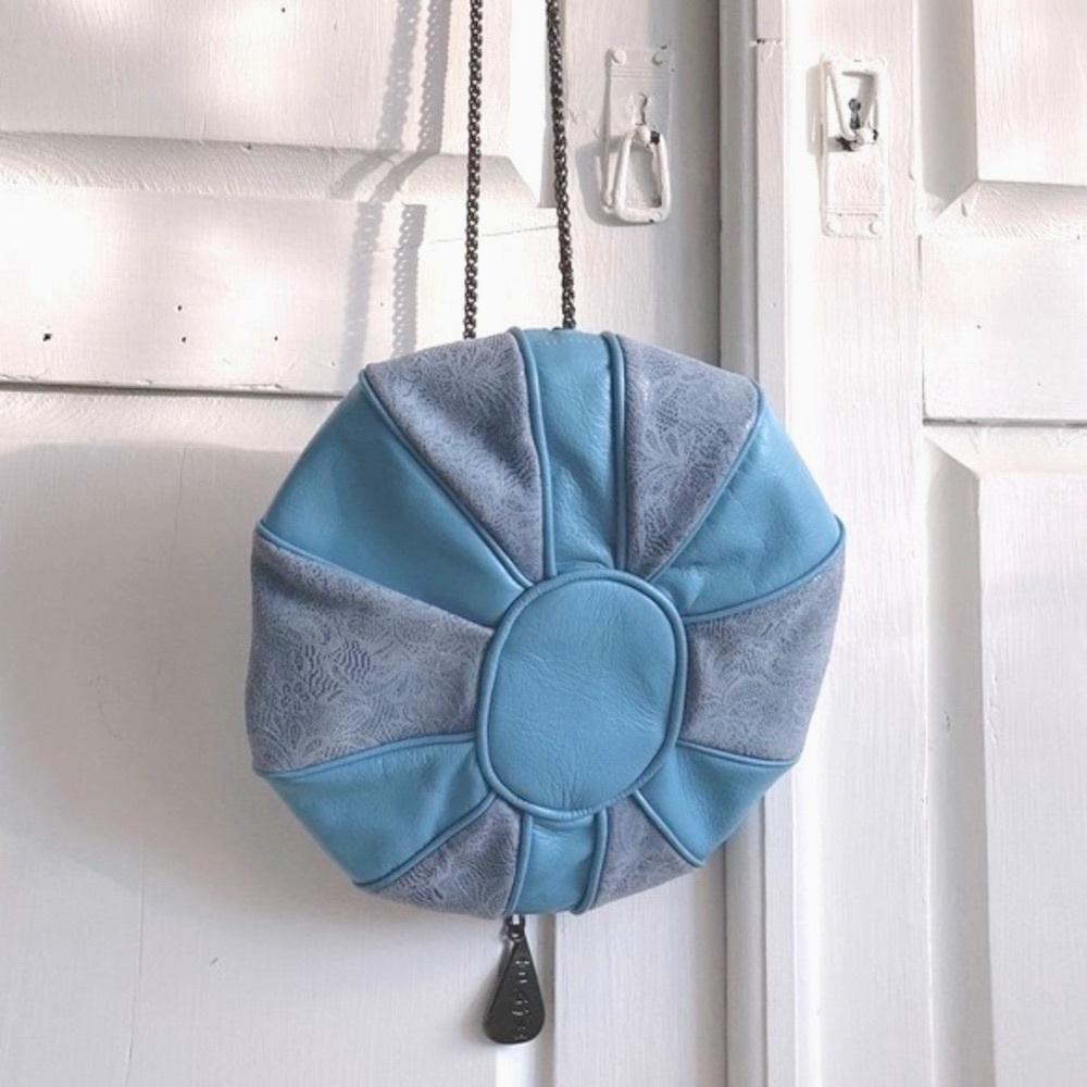 Leather & Suede Crossbody /Clutch with Wallet by SHARIF in Aqua Blue